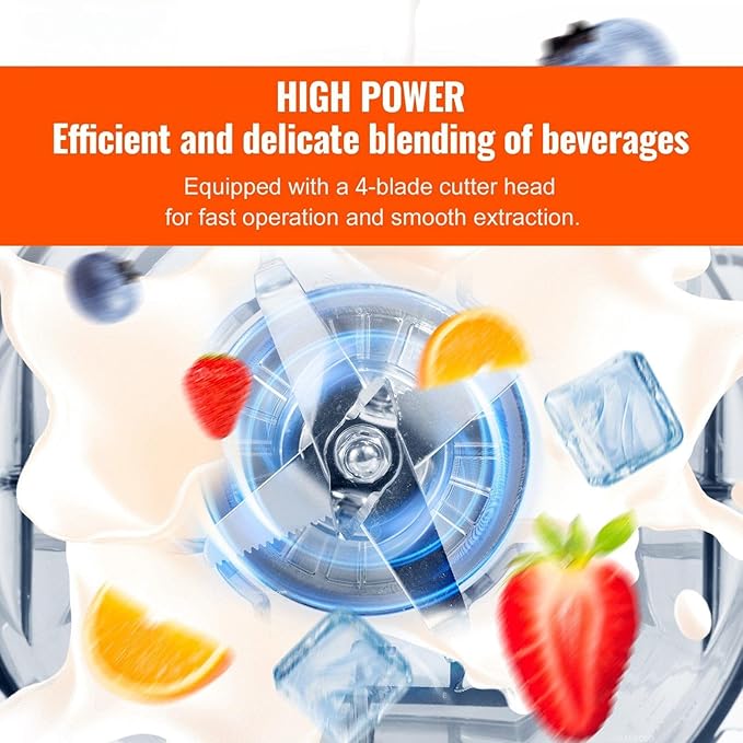 Professional Blender 2200W Peak Power 68 oz Large Capacity Countertop Blender with Variable Speed &amp Pulse Stainless Steel Blades for Frozen Drinks Smoothies Ice Crushing Black