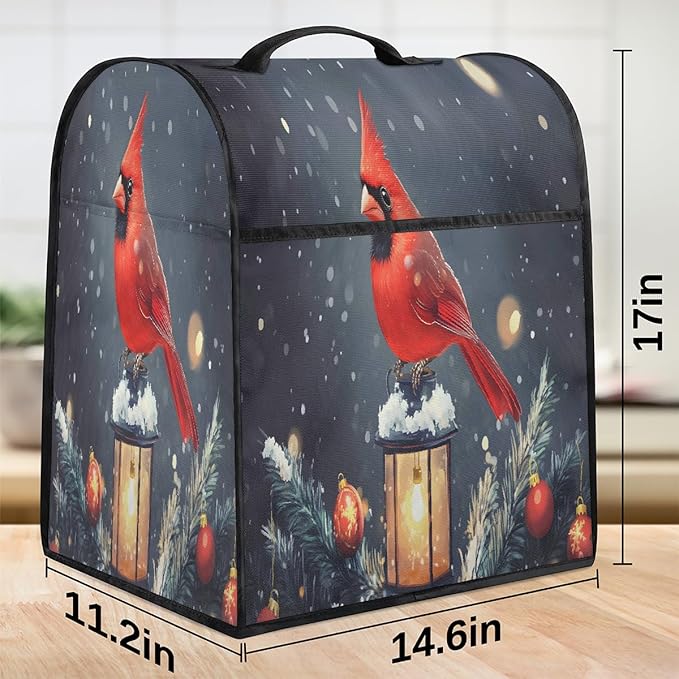 cfpolar Kitchen Aid Mixer Cover Compatible with 6-8 Quarts Xmas Cardinal Christmas Stand Mixer Cover Kitchen Aid Mixers Accessories Appliance Organizer Bag Dust Covers with Zipper Pocket