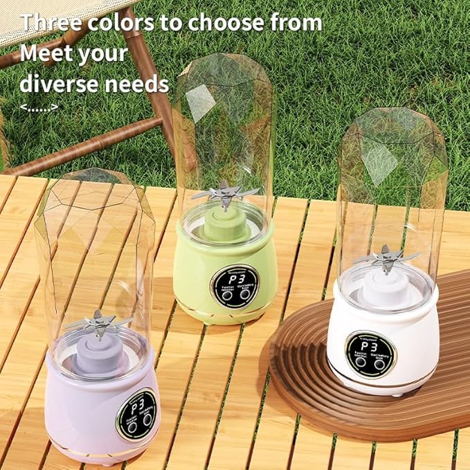 Portable Blender 550ML Juicer Cup with Drinking Lid Rechargeable 3-Speed Smoothie Maker for Ice Crushing Fruits Vegetables Travel Juice Bottle(Green)