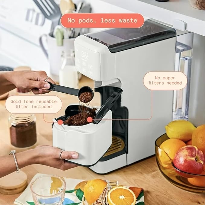 Programmable Single Serve Coffee Maker with Integrated Burr Grinder Touch Controls Fresh Custom Brew Compact Design Easy to Use