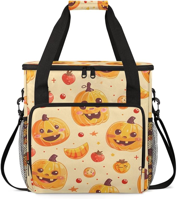 Magical Pumpkin Coffee Maker Carrying Bag Cartoon Pumpkin Travel Storage Bag Compatible with K-Mini or K-Mini Plus Single Serve Coffee Brewer Carrying Case with Multiple Pockets &amp Shoulder Strap