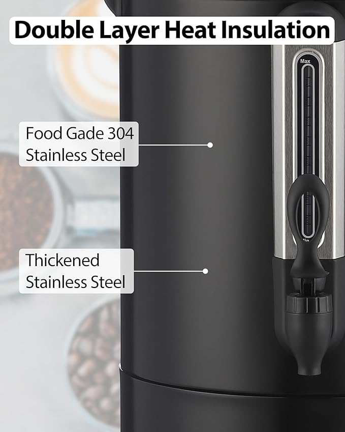 Commercial Coffee Maker 120 Cup Double Layer Stainless Steel Coffee Urn 18 L/4.8 gal Electric Hot Beverage Dispenser Large Hot Water Dispenser Coffee Dispenser Hot Water Urn For Business Catering