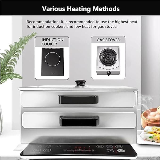 Gas Rice Noodle Roll Machine 304 Stainless Steel Breakfast Rice Noodle Roll Steamer Anti-Scalding Handle Chinese Cooking Recipe Buns and Dumplings Cooker