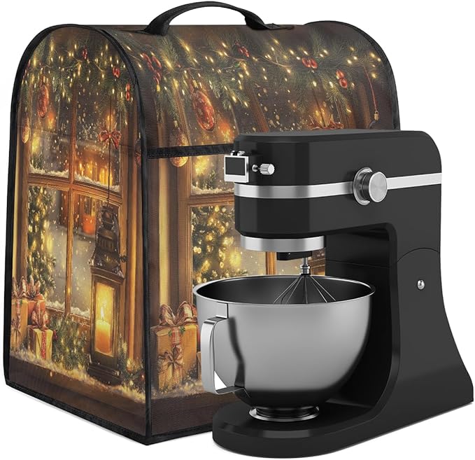cfpolar Kitchen Aid Mixer Cover Compatible with 6-8 Quarts Christmas Tree Xmas Balls Stand Mixer Cover Kitchen Aid Mixers Accessories Appliance Organizer Bag Dust Covers with Zipper Pocket
