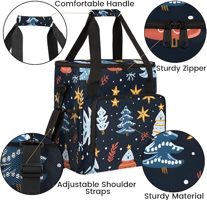Mystical Tree Coffee Maker Carrying Bag Christmas Festivals Travel Storage Bag Compatible with K-Mini or K-Mini Plus Single Serve Coffee Brewer Carrying Case with Multiple Pockets &amp Shoulder Str