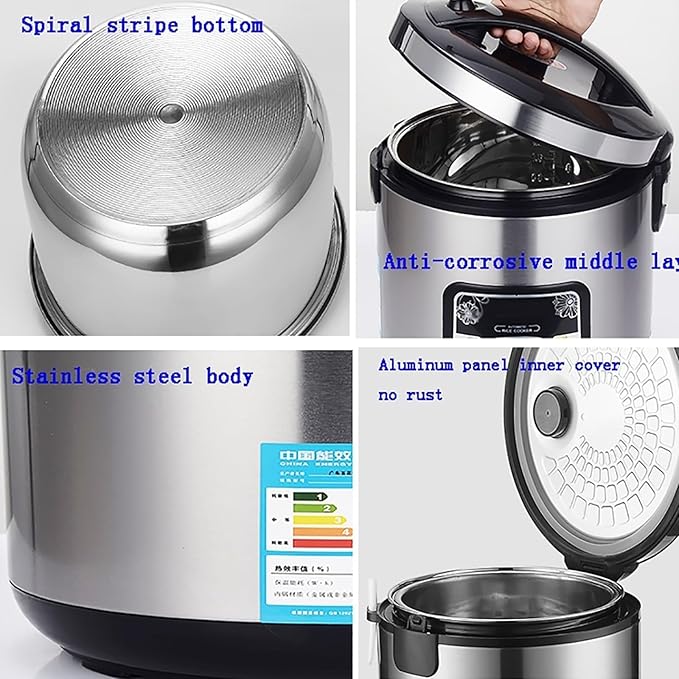 Rice Cooker (2-5L) 201 Stainless Steel Inner Pot Intelligent Insulation Make Rice &amp Steam Food &amp Vegetables 220-240V UK/EU Power(4L)