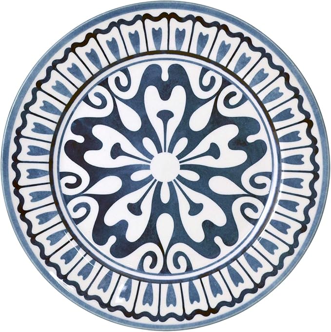 Tudor Royal Collection 24-Piece Premium Quality Round Porcelain Dinnerware Set Service for 6 - HENNA BLUE See 10 Designs Inside