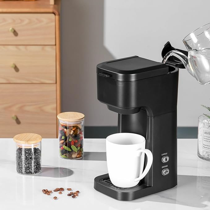 IT'S BRAZILIAN Compact Single Serve Dual Brew Coffee Maker - Fresh Coffee with Ground Coffee or Pods