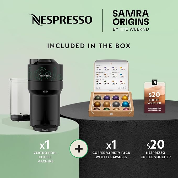 Nespresso Vertuo Pop+ Coffee and Espresso Maker by Breville Samra Origins by The Weeknd Metad Green