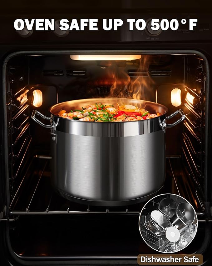 Cooks Standard Stainless Steel Kitchen Cookware Set Stockpot &amp Saucepans with Lids Professional Grade Pots and Pans 8 &amp 12 Quart
