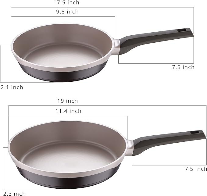 MasterPRO - Gastro Titanium Collection - 2 Piece Fry Pan Set - 9.5” Frying Pan 11” Frying Pan - Durable Cast Aluminum Cookware Set - Non Stick Cooking Pot and Pan Set