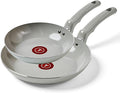 T-Fal Refresh Ceramic Nonstick Frying Pan 2-Pc Set 8 &amp 10 Oven Broiler Safe up to 350°F Cookware Ceramic Frying Pan Skillet Pots &amp Pans Grey