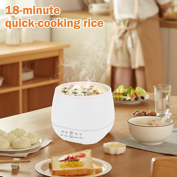 THEGA 1.8L Electric Rice Cooker 18 Minutes Fast Cooking Rice Cooker for 1-6 People with Keep Warm Function Automatic Cooking Non-Stick Inner Pot Measuring Cup for Home Cooking(White)