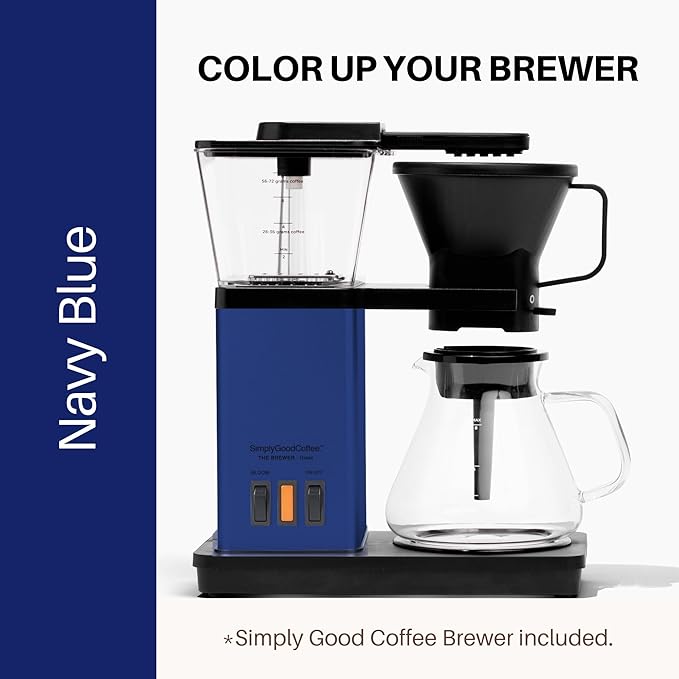 SimplyGoodCoffee Coffee Maker/Coffee Machine. 8 Cup Automatic Drip Pour Over Coffee Brewer With Vinyl Wrap Custom Kit. Easy To Use Gold Cup Standard. Navy Blue