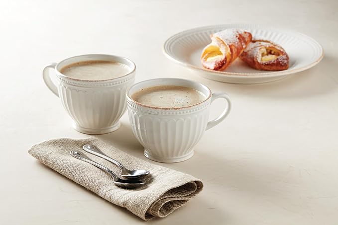Lenox French Perle Groove 2-Piece Latte Mug Set 2.30 LB White