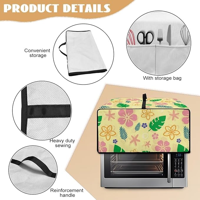Doojoayie Flower &amp Leaf Small Appliance Covers Cute Cat Toaster Oven Cover 4 Slice Kitchen Appliance Dust Protector 18.5x14.5x 9 Compatible with Toaster/Bread Machine