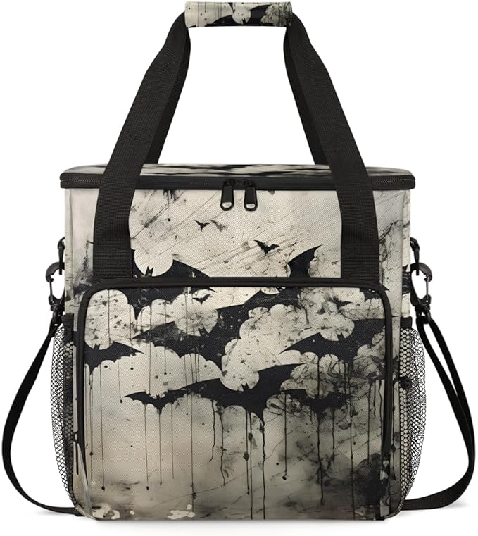 Magical Bat Coffee Maker Carrying Bag Oil Painting Bat Travel Storage Bag Compatible with K-Mini or K-Mini Plus Single Serve Coffee Brewer Carrying Case with Multiple Pockets &amp Shoulder Strap