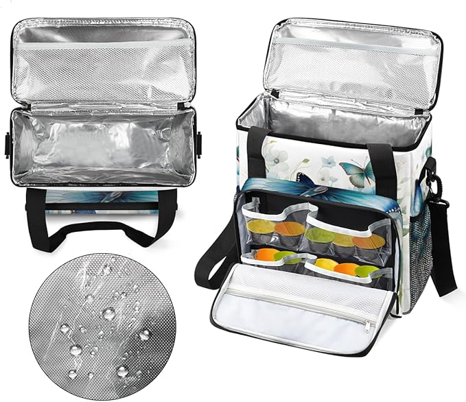 Flowers Butterfly Coffee Maker Carrying Bag Retro Butterfly Travel Storage Bag Compatible with K-Mini or K-Mini Plus Single Serve Coffee Brewer Carrying Case with Multiple Pockets &amp Shoulder Str