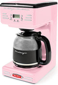 Nostalgia Retro 12-Cup Programmable Coffee Maker With LED Display Automatic Shut-Off &amp Keep Warm Pause-And-Serve Function Pink