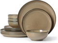 Ceramic Dinnerware 12 Pieces Dinnerware Sets Cereal Bowls Reactive Change Glaze Dish Sets Modern Stoneware Dishe