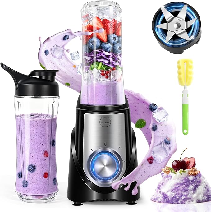 MIAOKE 2026 Upgrade 600 ML Smoothie Blender32000 RPM Smoothie Blender 10s Juicing fro Ice Crushing &amp Milkshakes BPA-Free Detachable 6-Leaf. Portable Shaker Cups fro Protein Shakes
