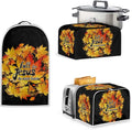 Unique Toaster 2 Slice Thanksgiving Day Decorations Set Blender Bread Toaster Cover Slow Cooker Cover Fit for Most 6-8 Qt Slow Cookers Fall for Jesus He Never Leaves (Black)