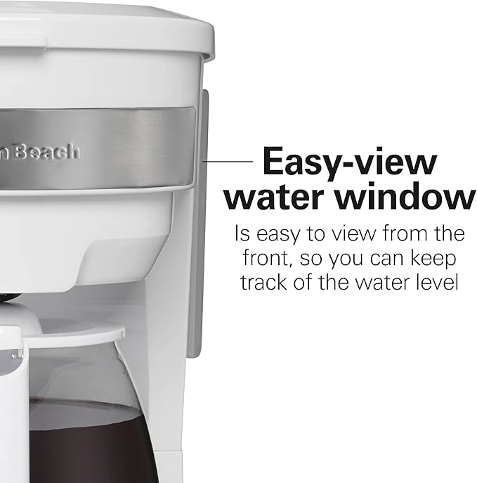 Hamilton Beach 12 Cup Programmable Drip Coffee Maker Machine Regular &amp Bold Brew Options Auto Pause and Pour Glass Carafe White (46294J)