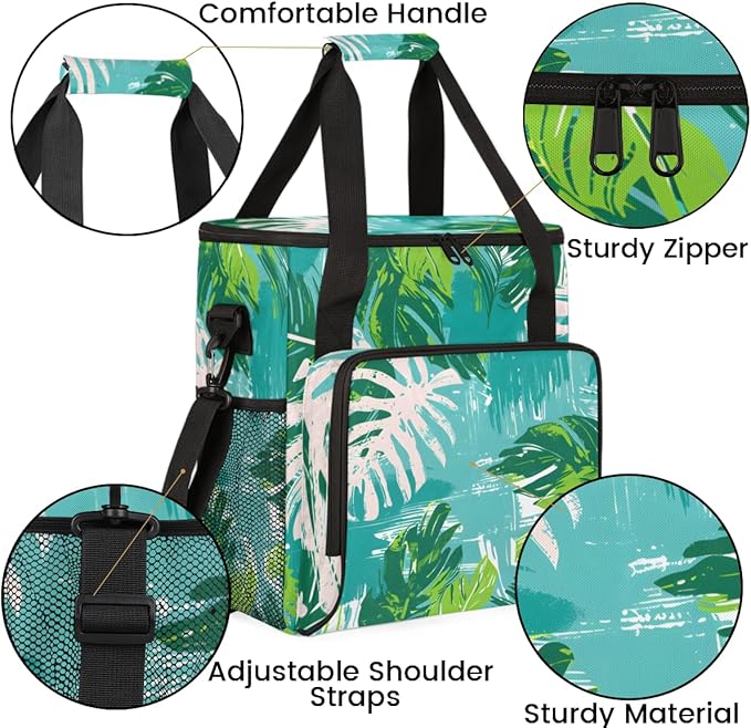 Plant - Leaves Coffee Maker Carrying Bag Portable Travel Storage Tote Bag Compatible with K-Mini or K-Mini Plus Single Serve Coffee Brewer Carrying Case with Multiple Pockets &amp Shoulder Strap
