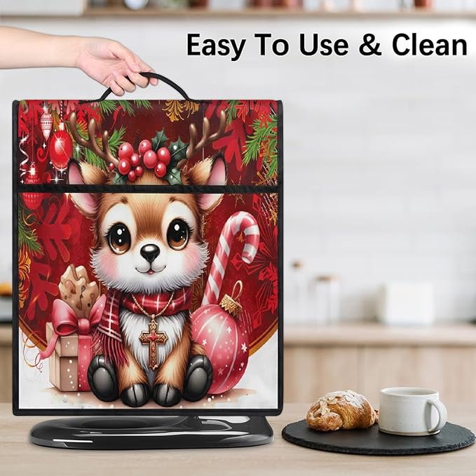 cfpolar Kitchen Aid Mixer Cover Compatible with 6-8 Quarts Christmas Elk Candy Canes Stand Mixer Cover Kitchen Aid Mixers Accessories Appliance Organizer Bag Dust Covers with Zipper Pocket
