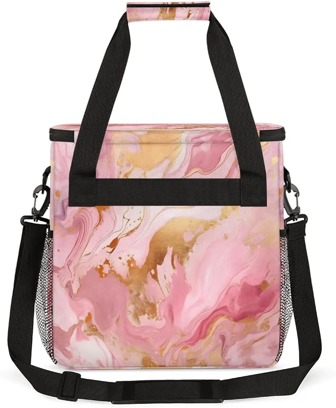 Gold Pink Marble Coffee Maker Carrying Bag for Keurig K-Mini or K-Mini Plus Storage Portable Coffee Maker Travel Bag