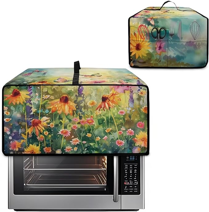 Doojoayie Small Appliance Cover 4 Slice Toaster Dust Protection Cover 18.5x14.5x 9 Bread Machine Protector Flower &amp Butterfly Print Gift for Mother Wife Women Cook