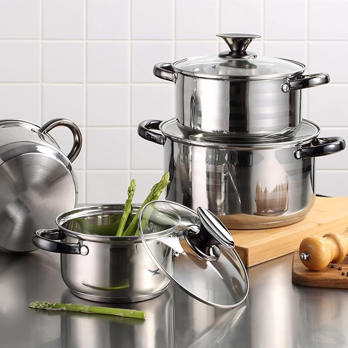 SAN IGNACIO Dina 8-Piece Kitchen Battery Stainless Steel with pan Set (20/24/28 cm) SAN IGNACIO Energy in Forged Aluminum