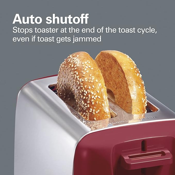Hamilton Beach 2 Slice Toaster with Extra Wide Slots Shade Selector Auto-Shutoff Cancel Button and Toast Boost Red