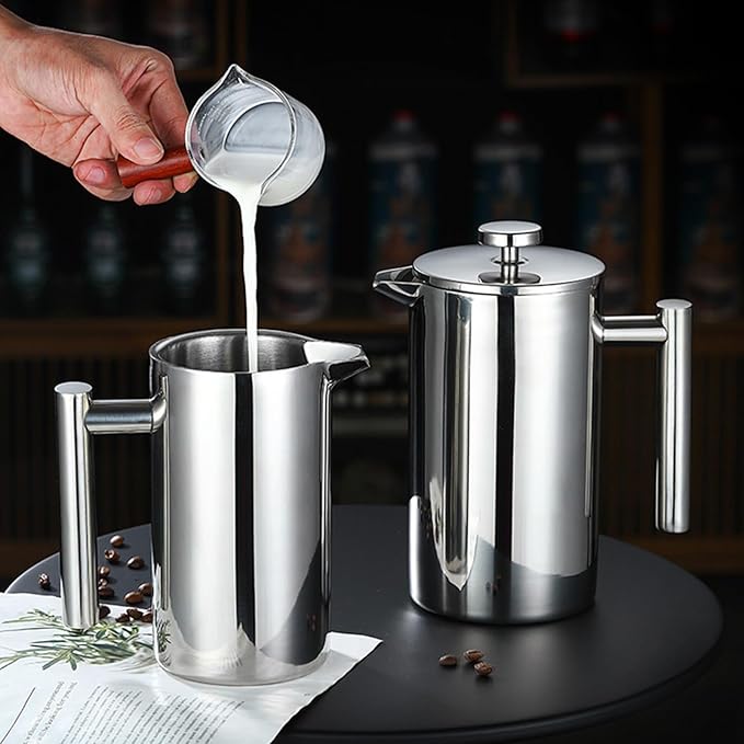 French Presses 304 Stainless Steels Double Walled Insulated Thermal Coffee Maker Handle Baristas Accessories Double Walled Insulated Coffee Pots