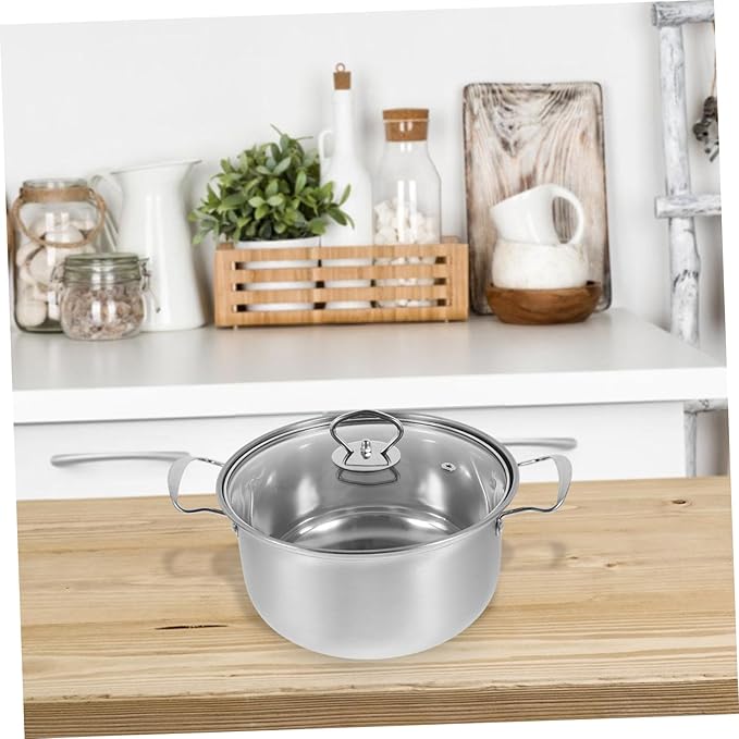 Ciieeo Steel Cookware Set 5 Piece Nonstick Stainless Steel Pot Set Soup Pot Frying Pan