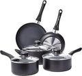 Amazon Basics Non-Stick Kitchen Cookware 8-Piece Set Non-Induction Includes Pots and Pans Black