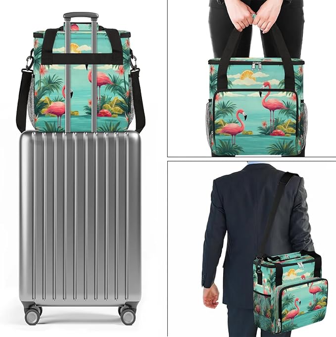 Tropical Hawaiian and Flamingo Coffee Maker Carrying Bag for Keurig K-Mini or K-Mini Plus Storage Portable Coffee Maker Travel Bag