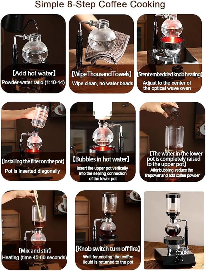 Vacuum Siphon Coffee Maker Siphon Coffee Maker With Halogen Lamp Heater Durable Glass endure temperature extremes crack resistance &amp Adjustment Temperature for home and professional cafe