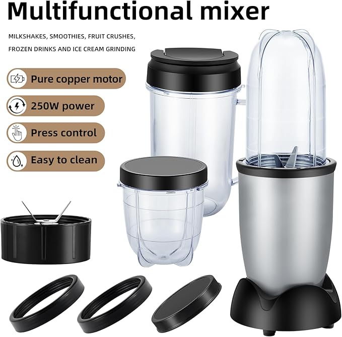 Panana Personal Drink Mixer Blender Portable Blender for-Smoothies 18 Oz Shakes Food Prep and Frozen Blending Includes Blending Blade Drink Lids and Extra 2 Cups