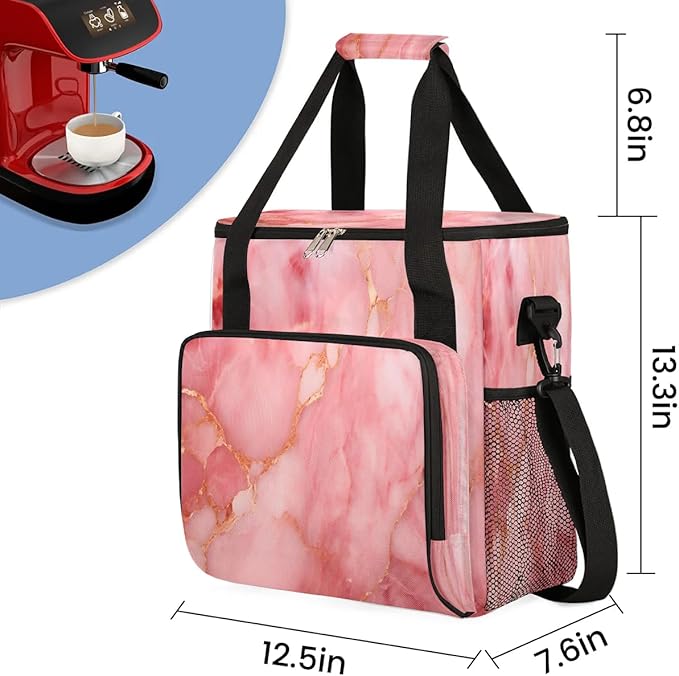 Rose Gold Abstract Marble Coffee Maker Travel Bag for K-Mini or K-Mini Plus Single Serve Coffee Brewer Portable Storage Tote Case for Tarvel