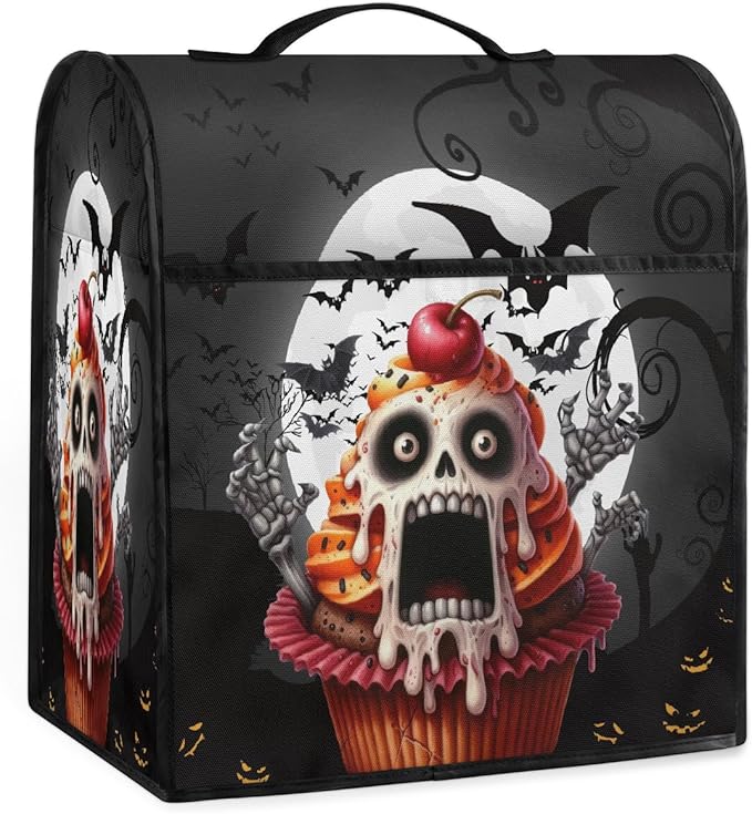 cfpolar Kitchen Aid Mixer Cover Compatible with 6-8 Quarts Halloween Skull Bat Moon Stand Mixer Cover Kitchen Aid Mixers Accessories Appliance Organizer Bag Dust Covers with Zipper Pocket