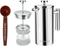 Insulated French Press Coffee Maker Stainless Steel Double-Wall Metal 3 Level Filtration System Rust-Free Dishwasher Safe