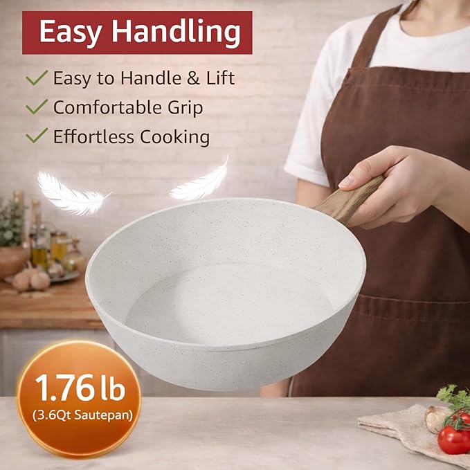 24Pcs Pots and Pans Set Non StickCeramic Cookware Set with Titanium-Reinforced Nonstick CoatingLong-LastingPFAS-FreeInduction CompatibleFull Kitchen Set with 3 Stock Pots for Family Cooking