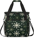 Xmas Snowflakes Coffee Maker Carrying Bag Modern Snowflakes Travel Storage Bag Compatible with K-Mini or K-Mini Plus Single Serve Coffee Brewer Carrying Case with Multiple Pockets &amp Shoulder Str