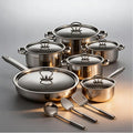 Stainless Steel Cookware Set Sunken Design for Enhanced Sealing Performance - Includes Stainless Steel Lids Turner Spatula Ladle &amp Cooking Spoon