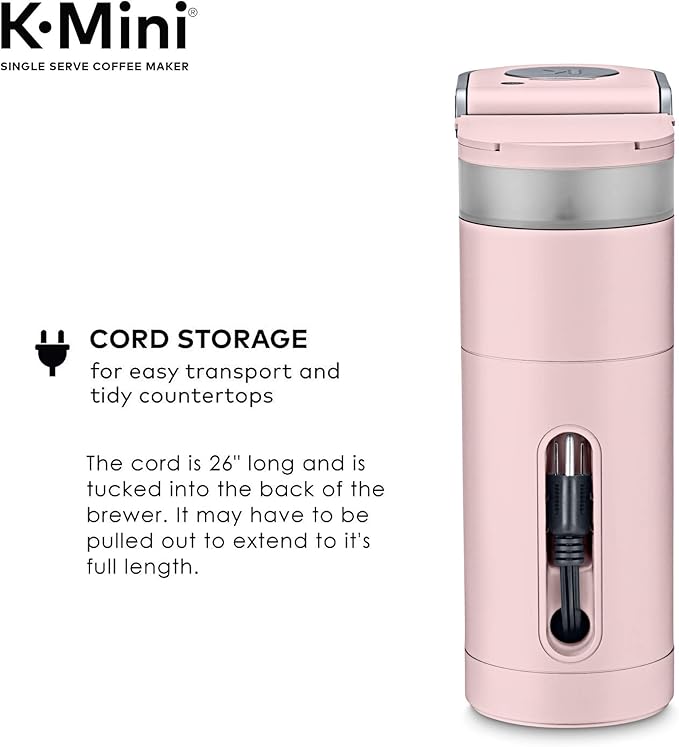 Keurig K-Mini Single Serve K-Cup Pod Coffee Maker 6 to 12oz Brew size with Cord Storage Perfect for Small Spaces Dusty Rose
