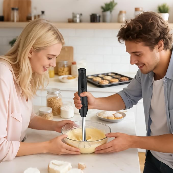 Hand Blender Easy To Handle 400W Hand Blender With Titanium Alloy Blades Stainless Steel Immersion Mixer Easy To Store For Kitchen Soup Food Puree Coffee Milk Drinks