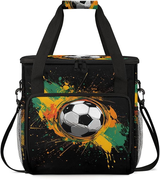 Soccer Football Travel Coffee Maker Carrying Bag Large Organizer Storage Tote Bag Insulated Reusable Cooler Grocery Bags