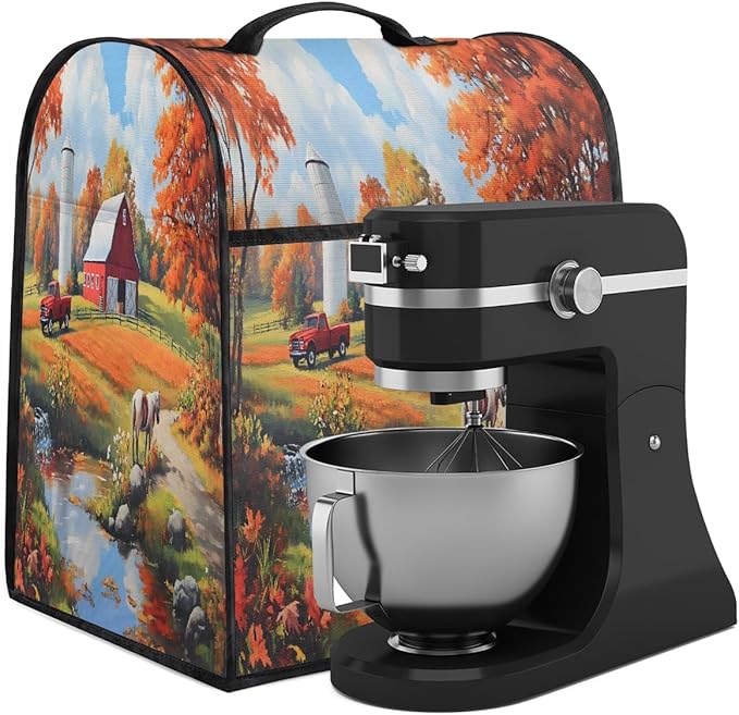 cfpolar Kitchen Aid Mixer Cover Compatible with 6-8 Quarts Fall Pumpkin Truck Horse Farm Stand Mixer Cover Kitchen Aid Mixers Accessories Appliance Organizer Bag Dust Covers with Zipper Pocket