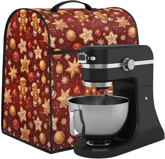 cfpolar Kitchen Aid Mixer Cover Compatible with 6-8 Quarts Colorful Gingerbread Xmas Ball Stand Mixer Cover Kitchen Aid Mixers Accessories Appliance Organizer Bag Dust Covers with Zipper Pocket